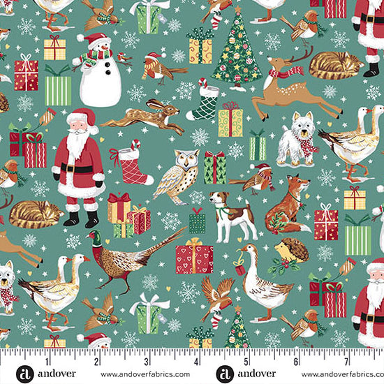Andover Fabrics Country Christmas - Friends Teal