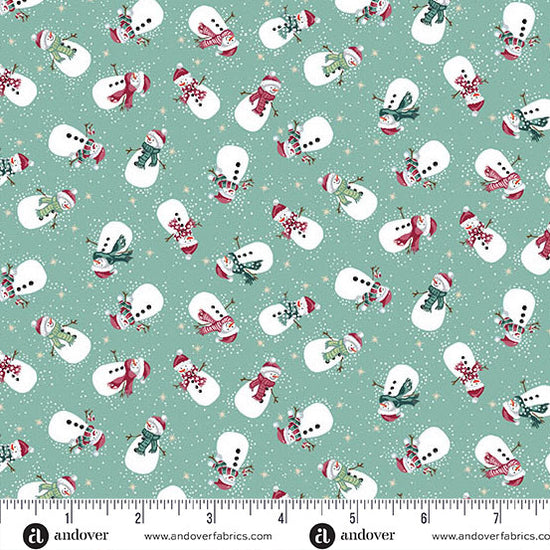 Andover Fabrics Country Christmas - Snowmen Teal