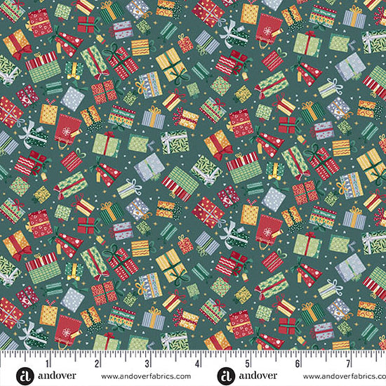 Andover Fabrics Country Christmas - Presents Green