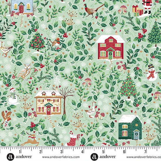 Andover Fabrics Country Christmas - Cottages Green