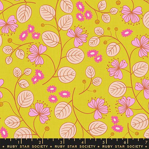 Caper Floral Citron - LoFi Linens by Rashida Coleman-Hale for Ruby Star Society | Moda