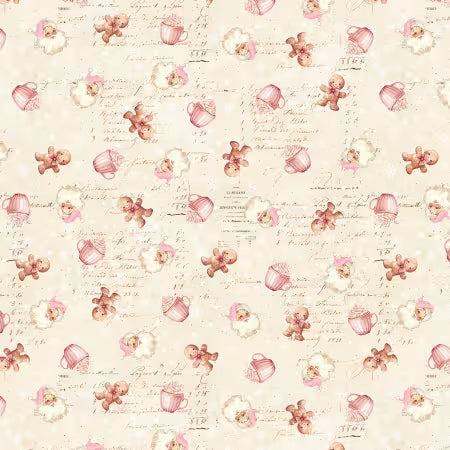 Ivory Gingerbread & Cocoa Cups - Christmas Magic by Frank Garcia | Blank Quilting