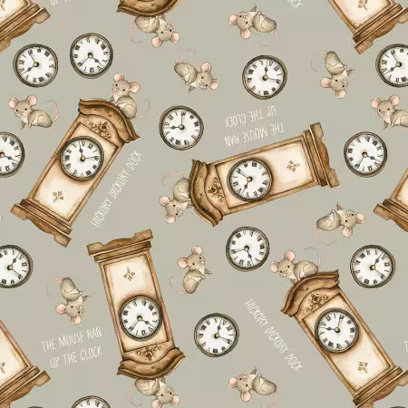 Light Gray Hickory Dickory Dock - Nursery Rhyme Time | Blank Quilting