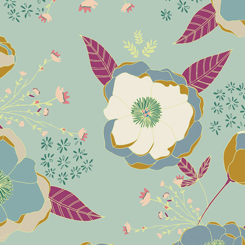 Sprinkled Peonies Serene - Garden Dreamer by Maureen Cracknell | Art Gallery Fabrics